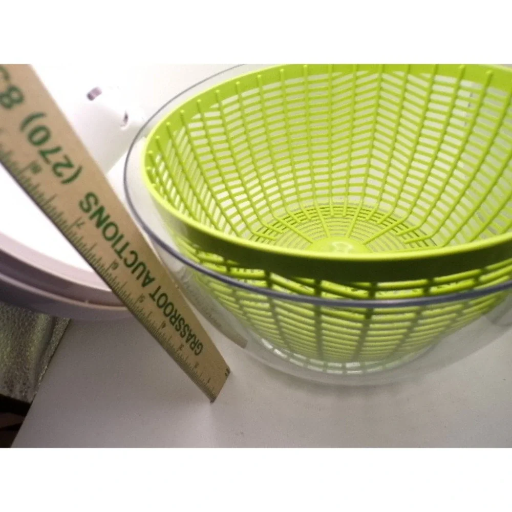 Tupperware Spin‎ Smart Salad Spinner White Lime Green Manual Pump Colander Bowl